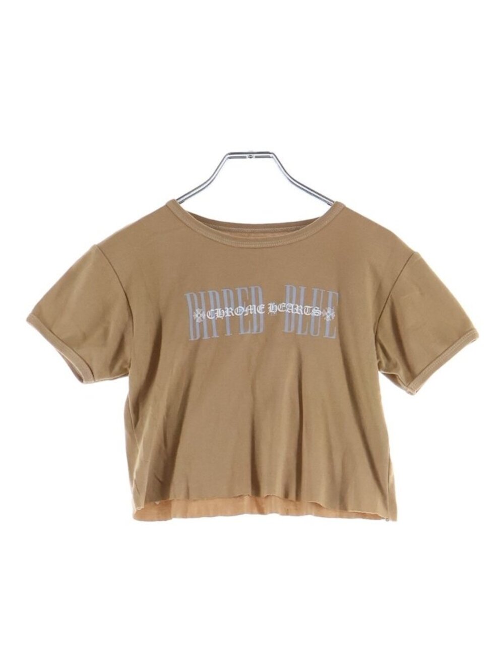 Chrome Hearts Dipped in Blue Cropped Tee Crew Neck Short Sleeve T-Shirt Brown